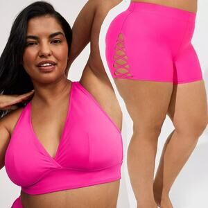 Torrid 3X Bikini Set Wireless Triangle Top & High Rise Strappy Side Swim Short